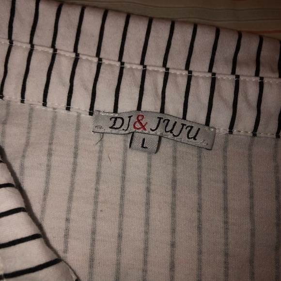 DJ&JUJU Blouse, Black & White Stripes, L - Picture 2 of 2